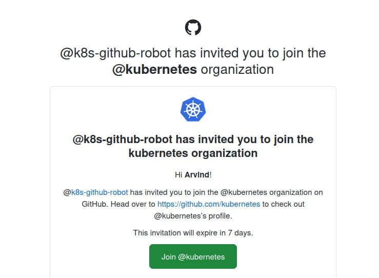 Announcement image for becoming a Kubernetes organization member